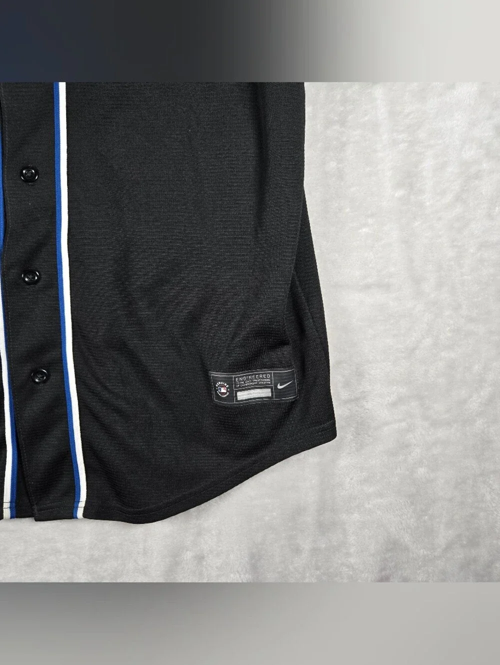 Nike Los Angeles Dodgers Button Up Jersey Mens Size Large L Black Lights Out